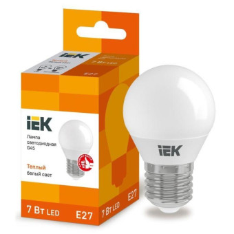 Лампа светодиодная IEK 7 Вт E27 шарообразная 3000 К теплый белый свет