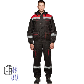 Костюм рабочий летний мужской Антей-КПК с СОП красный/черный (размер 52-54, рост 170-176 см)