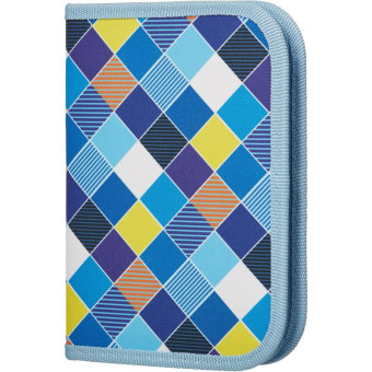 Пенал односекционный Комус Класс (№1 School) Клетка синяя