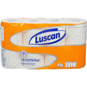 Полотенца бумажные Luscan 2-слойные белые 4 рулона по 16.5 метров