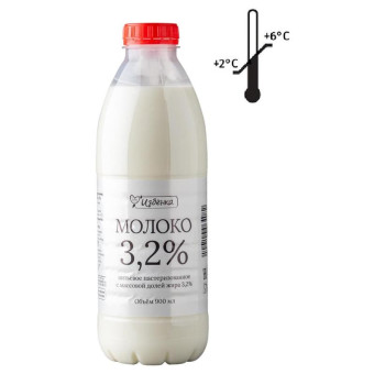 Молоко ВкусВилл пастеризованное 3.2% 900 мл