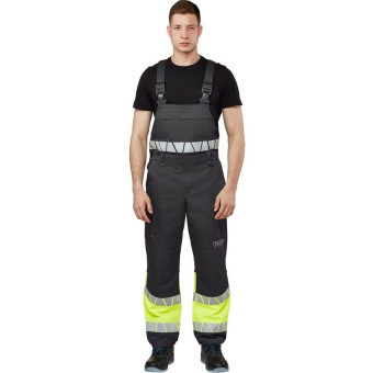 Полукомбинезон рабочий летний мужской Равелин с СОП лимонный/графит (размер 52-54, рост 194-200)