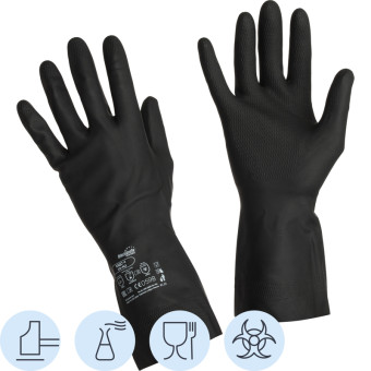 Перчатки КЩС латексные Manipula КЩС-1 L-U-03/CG-942 черные (размер 9, L)