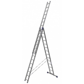 Лестница универсальная Алюмет алюминиевая трехсекционная 3x14 ступеней (5314)