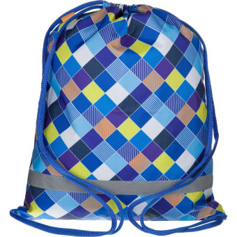 Мешок для сменной обуви Комус Класс (№1 School) Клетка 360x470 мм синий с 1 отделением