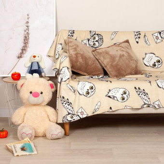 Плед Casa Conforte Festival Сова-посланник микрофибра 150х200 см бежевый