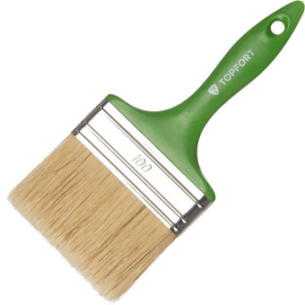 Кисть малярная плоская TOPFORT из смешанной щетины 100x15 мм зеленая