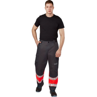 Брюки рабочие летние мужские Равелин с СОП красные/графит (размер 60-62, рост 182-188)