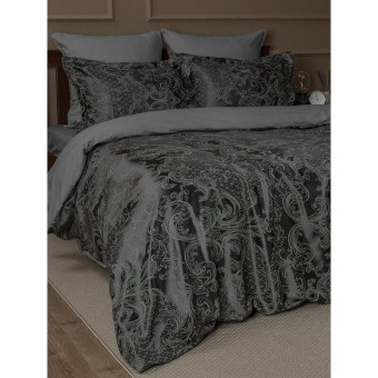 Постельное белье Buenas Noches черное/серое (2-спальное, сатин)