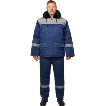 Костюм рабочий зимний мужской з35-КБР с СОП синий/серый (размер 44-46, рост 158-164)