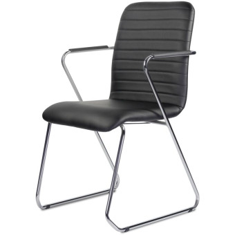 Стул офисный Easy Chair Честер чёрный, экокожа, металл, хромированный Стул офисный Easy Chair Честер чёрный, экокожа, металл, хромированный