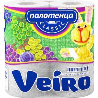 Полотенца бумажные Veiro Classic 2-слойные белые 2 рулона по 12.5 метров Полотенца бумажные Veiro Classic 2-слойные белые 2 рулона по 12.5 метров