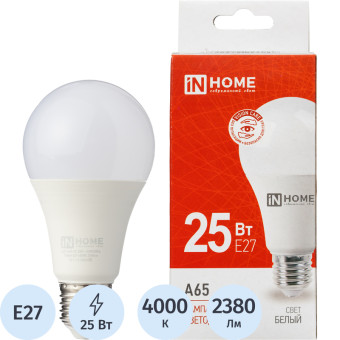 Лампа светодиодная In Home LED-A65-VC 25Вт Е27 4000К 2380Лм матовая