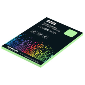 Бумага цветная для печати Attache зеленая пастель (А4, 80 г/кв.м, 100 листов)