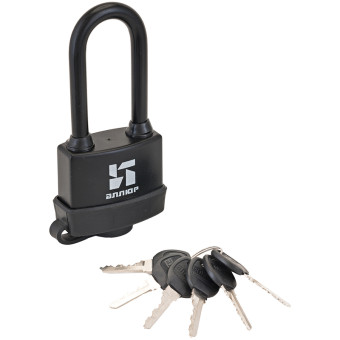 Замок навесной всепогодный Аллюр ВС1Ч-375ПД 58 мм черный с удлиненной дужкой