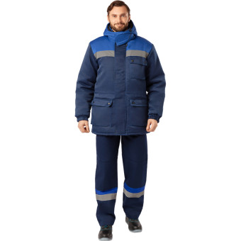 Куртка рабочая зимняя мужская з08-КУ с СОП синяя/васильковая из ткани  грета (размер 64-66, рост 170-176)