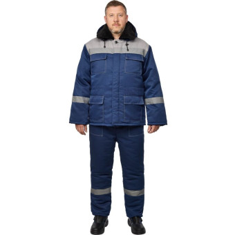 Костюм рабочий зимний мужской з35-КБР с СОП синий/серый (размер 44-46, рост 170-176)
