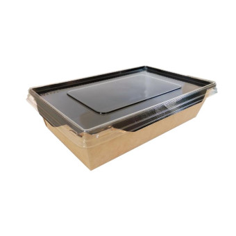 Бумажный контейнер DoEco OpSalad Black Edition для салата 800 мл коричневый/черный (207x127x55 мм, 200 штук в упаковке)