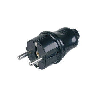 Вилка электрическая штепсельная IEK ВПп10-02-Ст с заземлением прямая 16А IP20 черная (EVP10-16-01-K02)