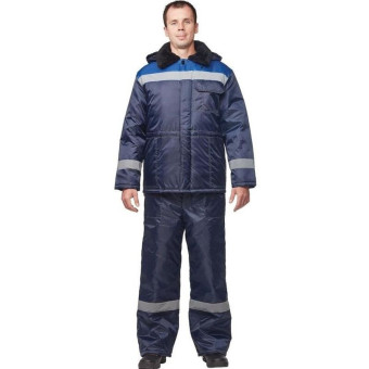 Куртка рабочая зимняя мужская з32-КУ с СОП синяя/васильковая из ткани оксфорд (размер 68-70, рост 170-176)