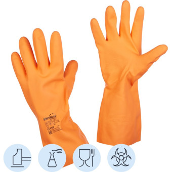 Перчатки КЩС латексные Manipula Specialist Цетра L-F-04/CG-947 оранжевые (размер 8-8.5, M)