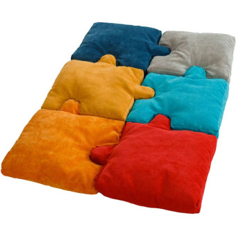 Набор подушек-матрас Puzzle разноцветное (велюр, 6 элементов)