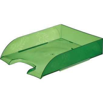 Лоток горизонтальный для бумаг Комус Русская серия пластиковый зеленый