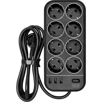 Сетевой фильтр Powercom SP-08 USB03AB на 8 розеток 1.8 метра