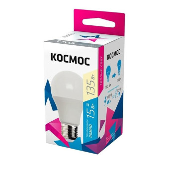 Лампа светодиодная Космос А 15Вт E27 3000К 1300Лм 240В LkecLED15wA60E2730