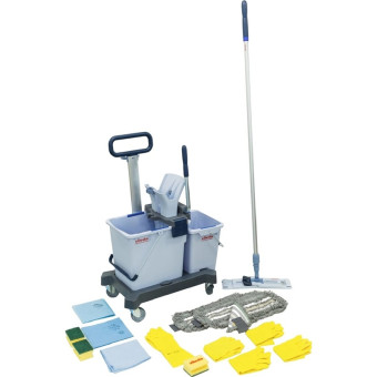 Набор для уборки Vileda Professional Выгодный старт (швабра, платформа на колесах, 2 ведра с отжимом, 3 МОПа + набор для уборки)