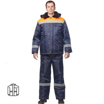 Куртка рабочая зимняя мужская з32-КУ с СОП синяя/оранжевая (размер 52-54, рост 170-176)