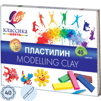Пластилин классический Луч Классика 40 цветов 800 грамм