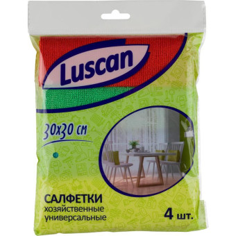 Салфетки хозяйственные Luscan микрофибра 30х30 см 220 г/кв.м (4 штуки в упаковке)