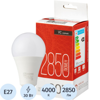 Лампа светодиодная In Home 30 Вт E27 A 4000 К 2850 Лм матовая  (4690612024141)