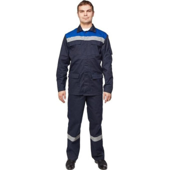 Костюм рабочий летний мужской л05-КБР с СОП синий/васильковый (размер 44-46, рост 158-164 см)