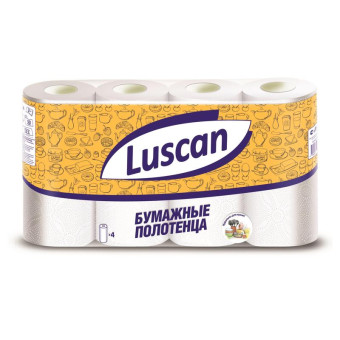Полотенца бумажные Luscan 2-слойные белые 4 рулона по 12.5 метров