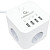 Сетевой фильтр Cablexpert Cube на 3 розетки 1.5 метра + 4 USB (CUBE-3-U4-W-1.5)