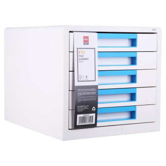 Бокс с выдвижными лотками Deli Rio 5 лотков белый/синий