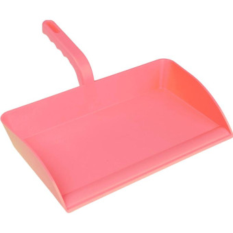 Совок для мусора FBK пластик с пластиковой ручкой розовый (ширина 30 см, ручка 31 см)