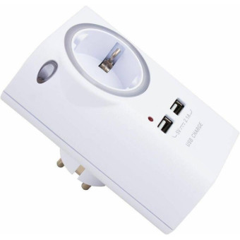 Переходник для розеток Старт С/А SA 1-ZD-2USB-L 10/60 с заземлением + USB