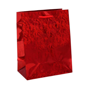 Пакет подарочный бумажный Голография Красное сияние (23x18x10 см)
