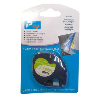 Картридж Vell VL-D-91200 для принтера этикеток Dymo (12 мм x 4 м, цвет ленты белый, шрифт черный)