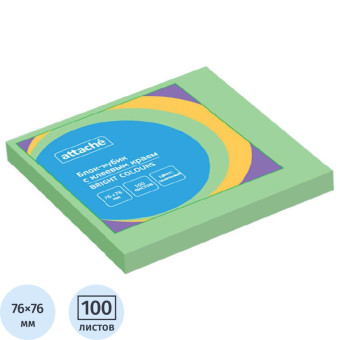 Стикеры Attache Simple 76х76 мм пастельные салатовые (1 блок на 100 листов)