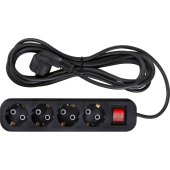 Удлинитель Атлант ПВС 4 розетки 7 м с заземлением и выключателем чёрный  (80024)