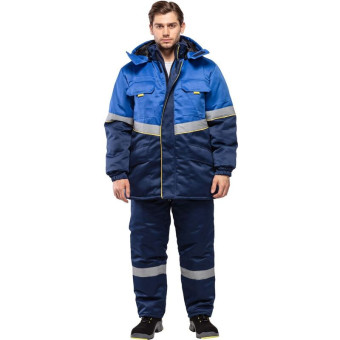 Куртка рабочая зимняя мужская з43-КУ с СОП васильковая/синяя из ткани твил (размер 56-58, рост 182-188)