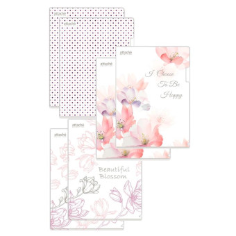 Папка-уголок Attache Selection Flower Dreams А4 пластиковая 180 мкм цвет в ассортименте (6 штук в упаковке)
