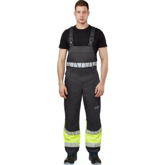 Полукомбинезон рабочий летний мужской Равелин с СОП лимонный/графит (размер 56-58, рост 158-164)