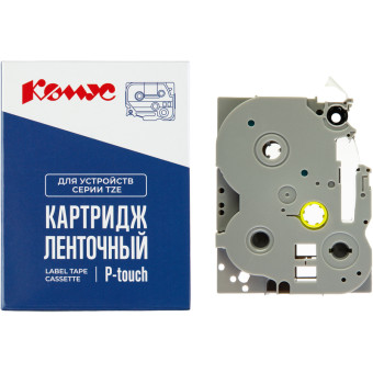 Картридж Комус TZE-652 для принтера этикеток Brother (24 мм х 8 м, цвет ленты желтый, шрифт красный)