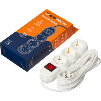 Сетевой фильтр BigTech ST310-5-W на 3 розетки 5 метров