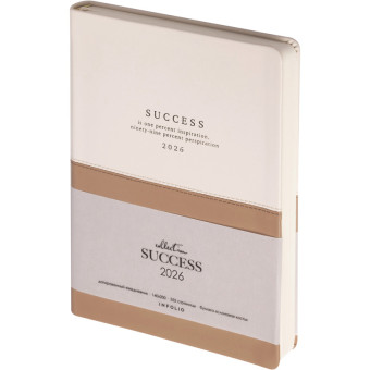 Ежедневник датированный 2026 год InFolio Success искусственная кожа А5   176 листов, I1719emb/white-beige